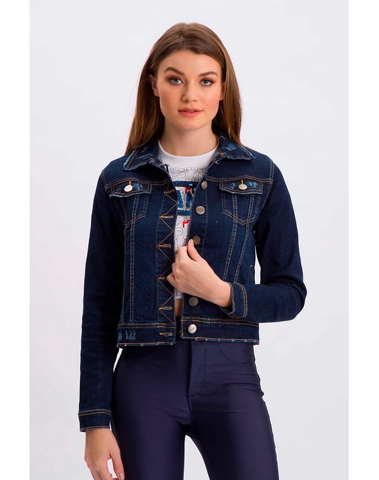 jaqueta jeans azul marinho