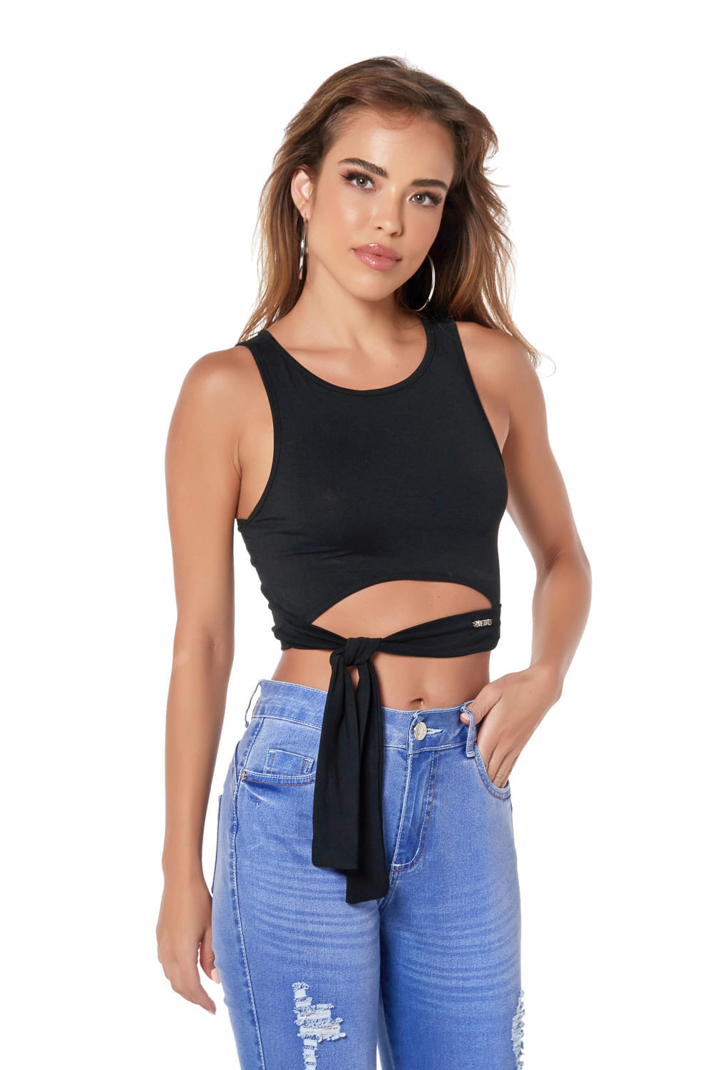 cropped preto amarrar