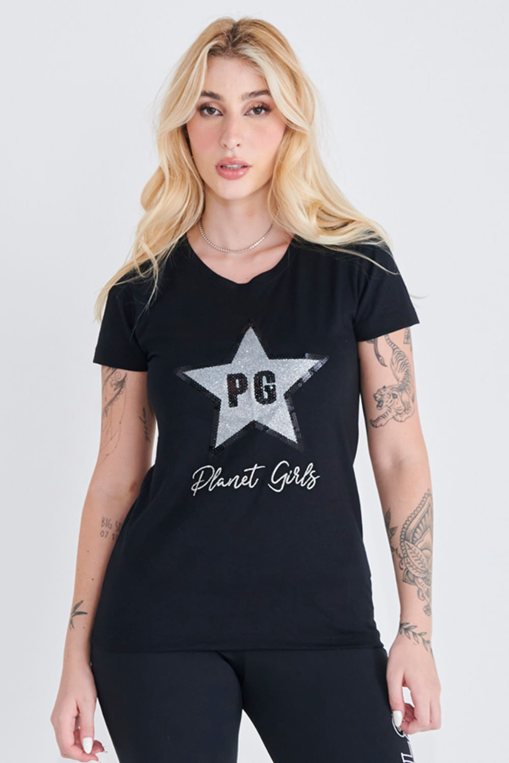 Camiseta Feminina Estrela Paetê Planet Girls - Planet Girls
