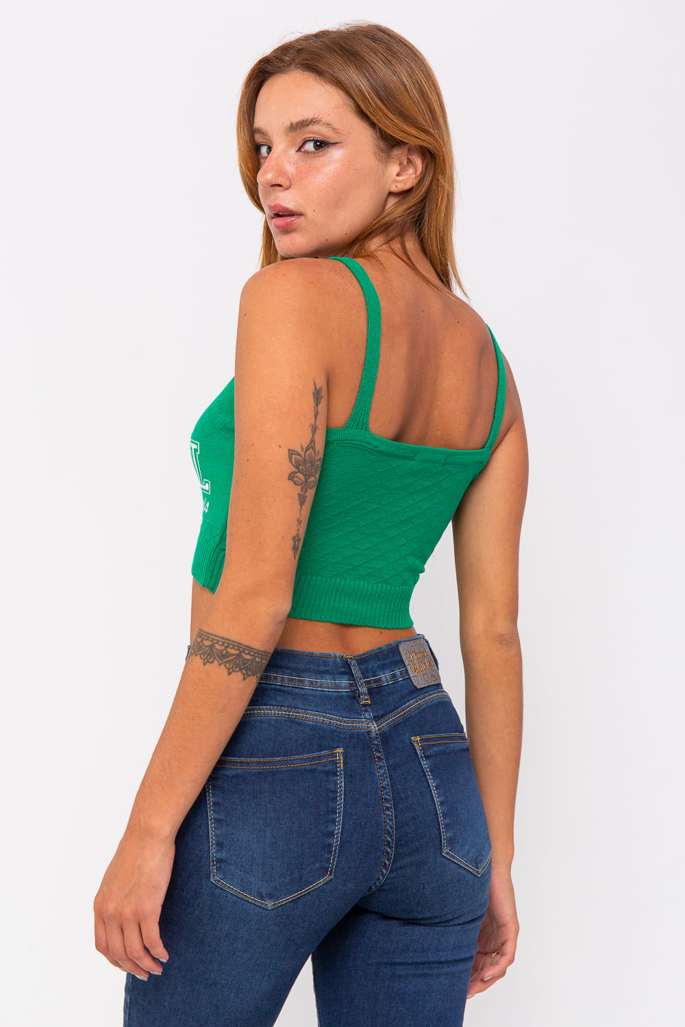 Blusa Feminina Malha Bordado Brasil Planet Girls Verde Médio 2