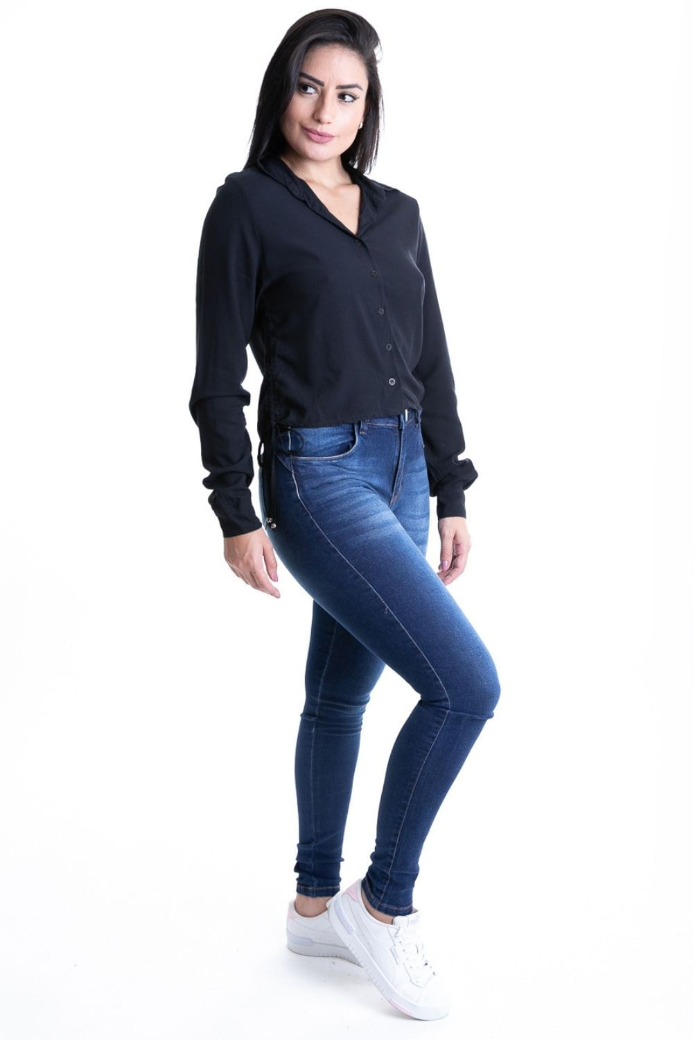 Camisa jeans store feminina planet girl