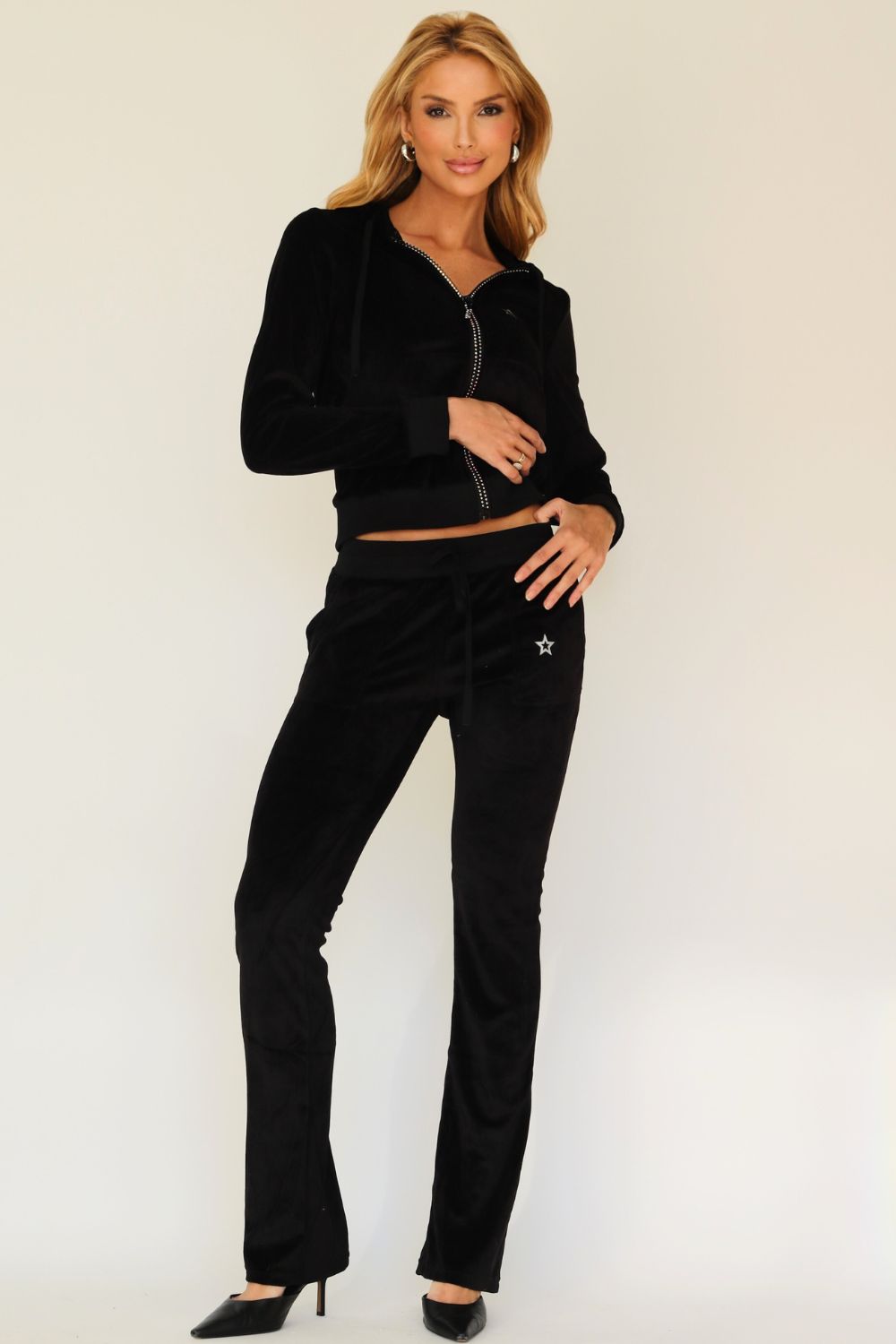 Conjunto Blusa e Calça Moletom Feminino Planet Girls Preto