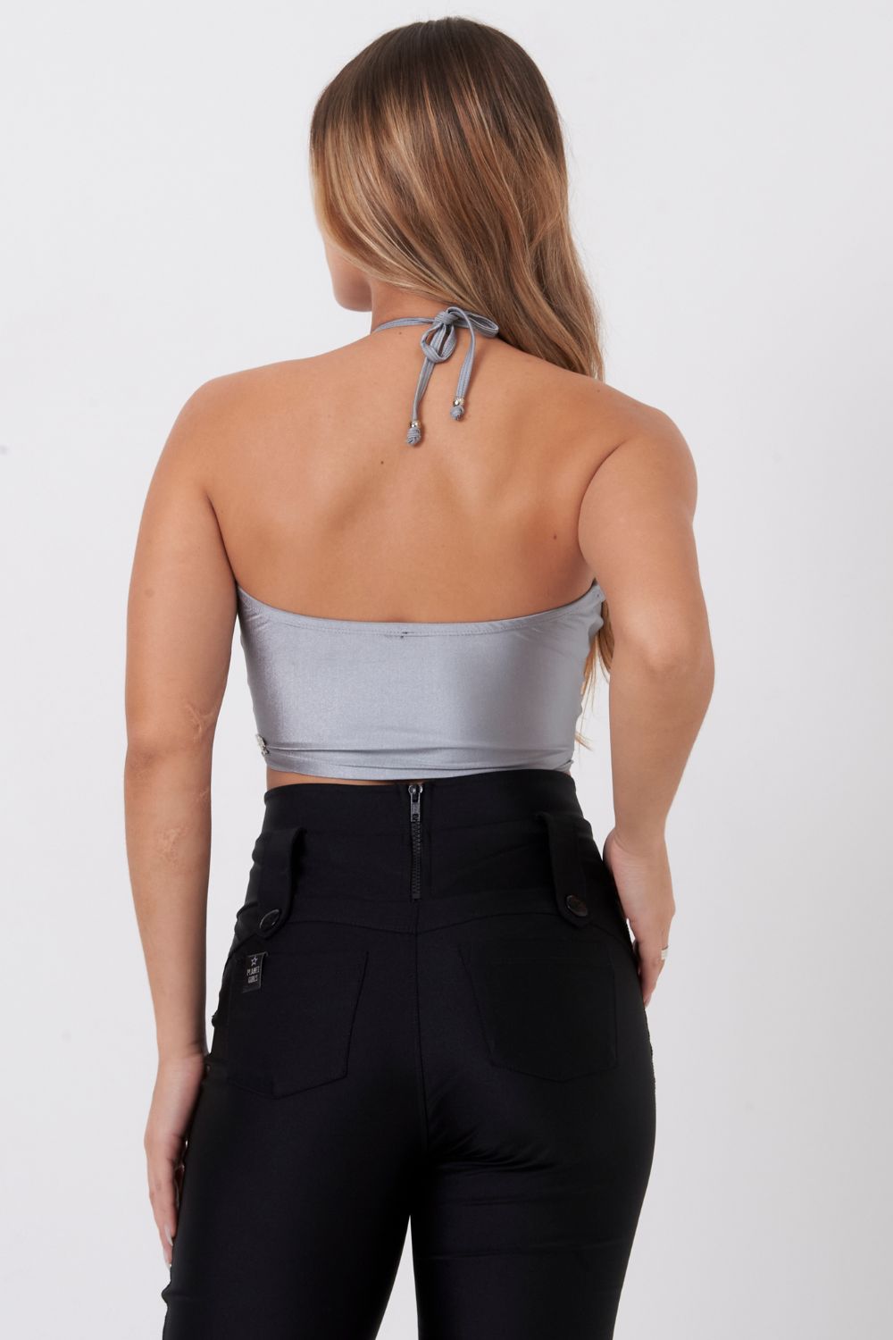 Top Feminino Up Glam Com Ponteiras Planet Girls Cinza Médio 2