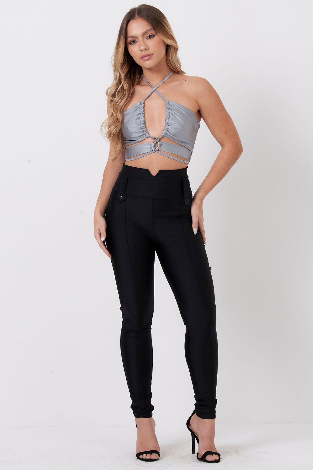 Top Feminino Up Glam Com Ponteiras Planet Girls Cinza Médio 3