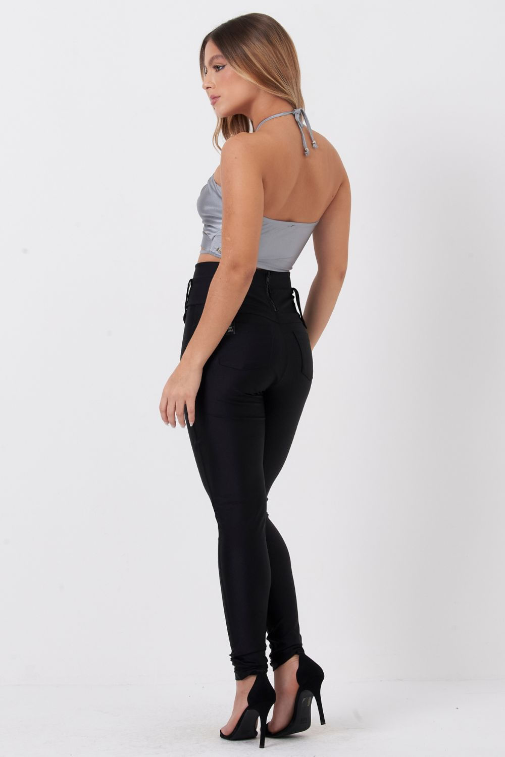 Top Feminino Up Glam Com Ponteiras Planet Girls Cinza Médio 4