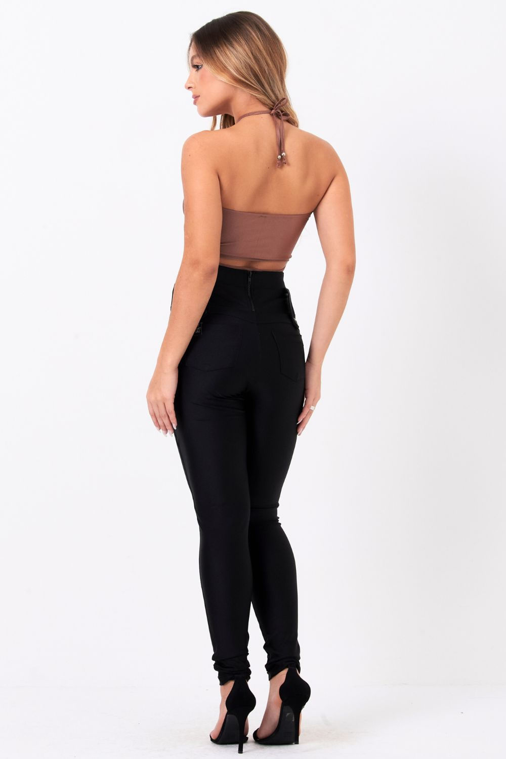 Top Feminino Up Glam Com Ponteiras Planet Girls Marrom Médio 4
