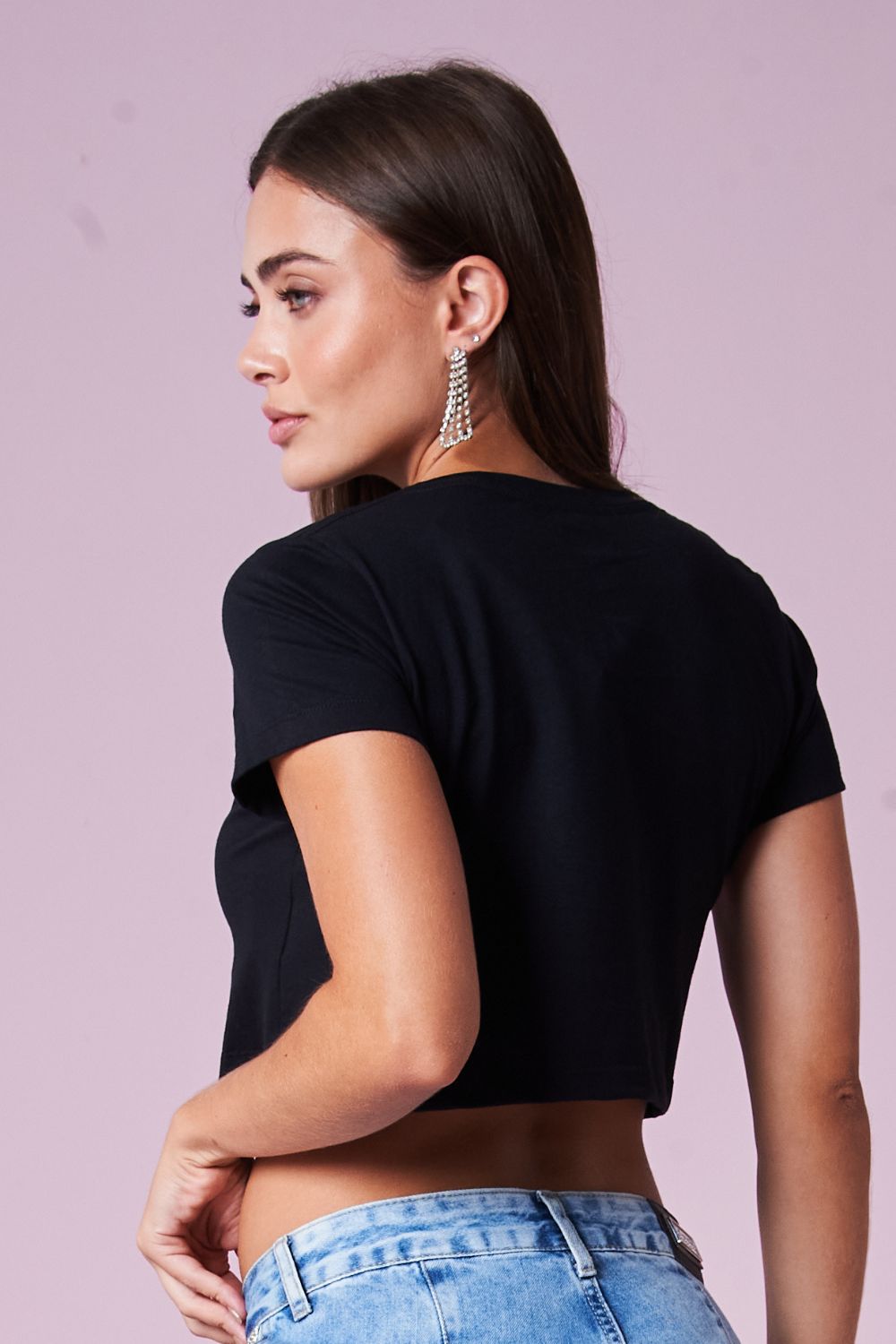 Camiseta Cropped Feminina Logo Planet Girls Preto 2