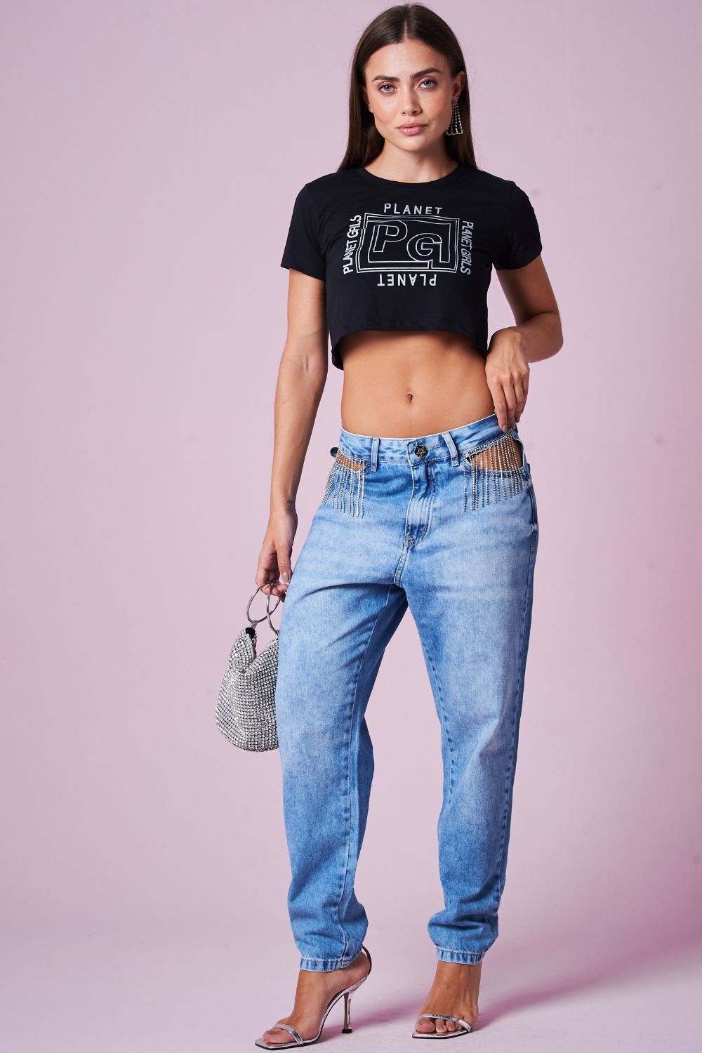 Camiseta Cropped Feminina Logo Planet Girls Preto 3
