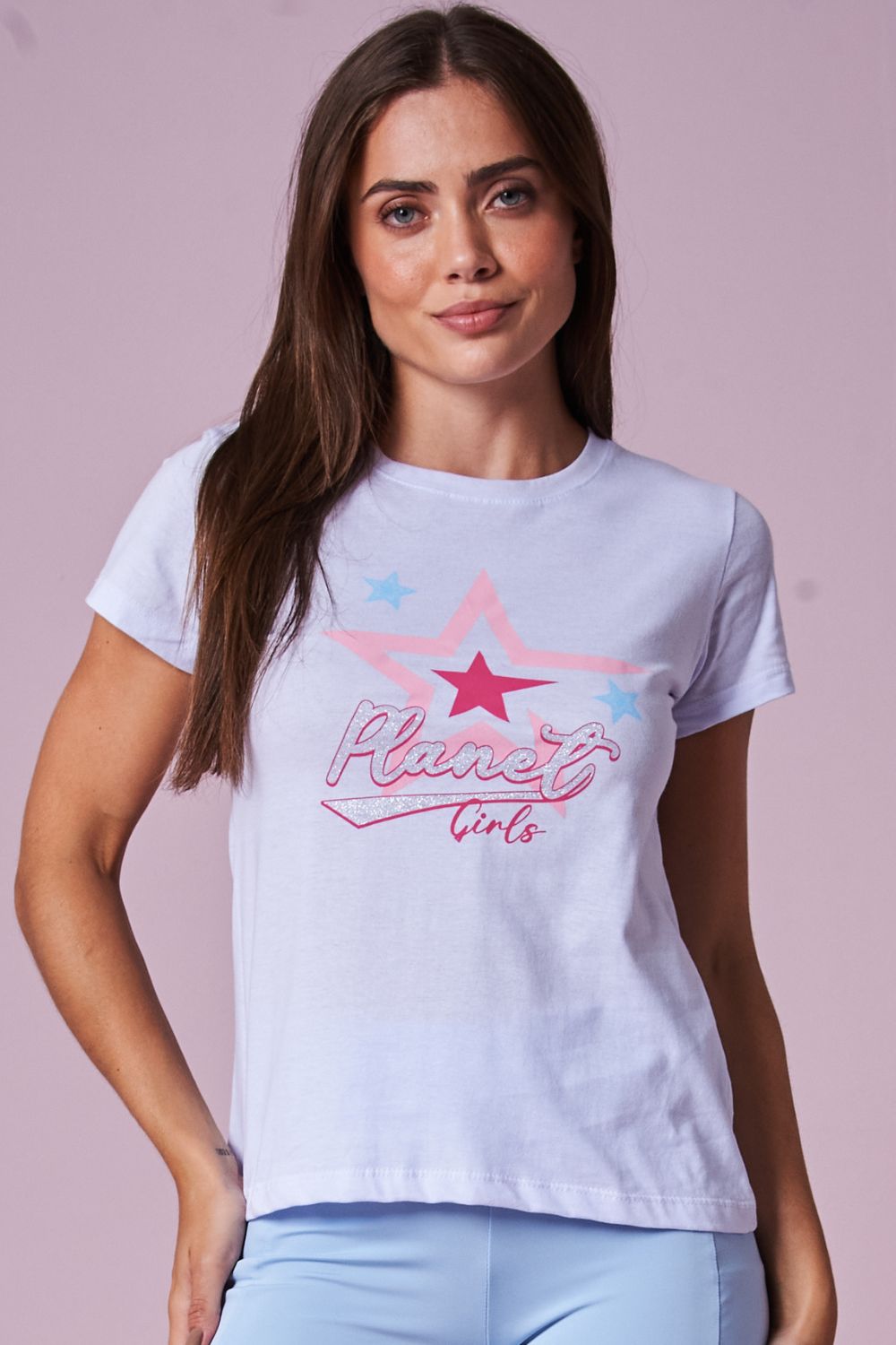 Camiseta Feminina Estrelas Planet Girls Branco