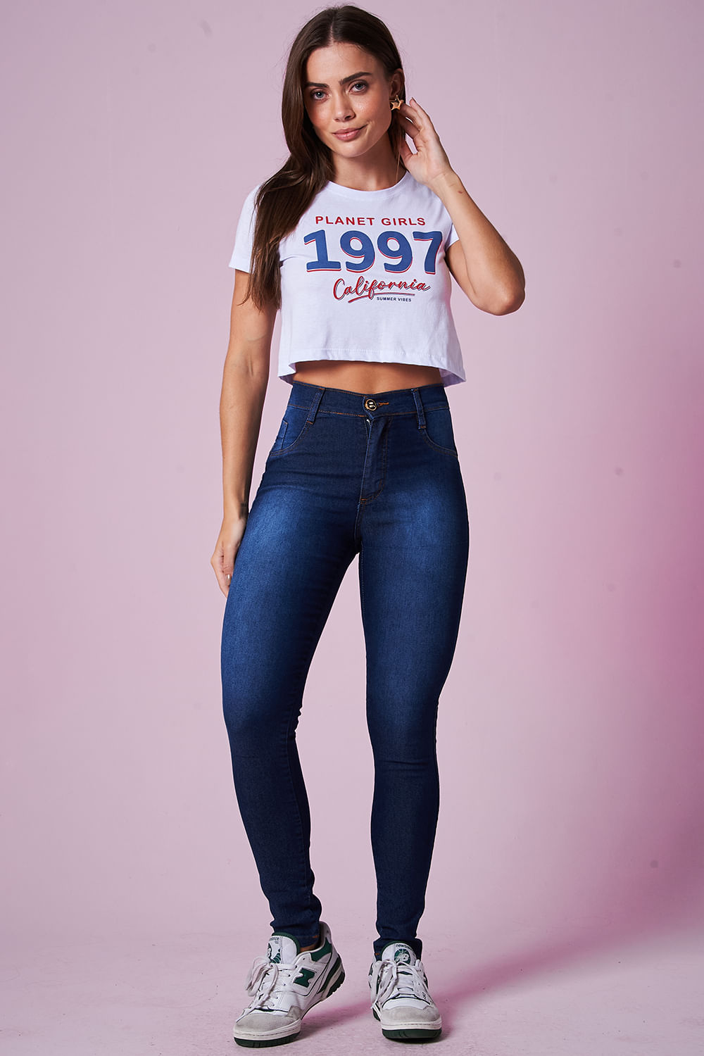 Camiseta Cropped Feminina Estampada Planet Girls Branco 3