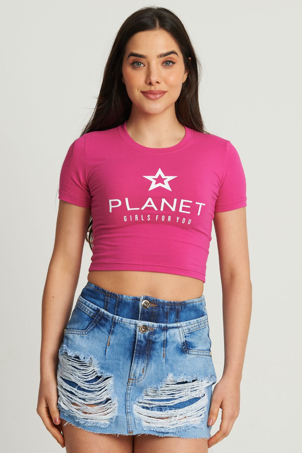 Cropped Feminino Logo Star Planet Girls Rosa