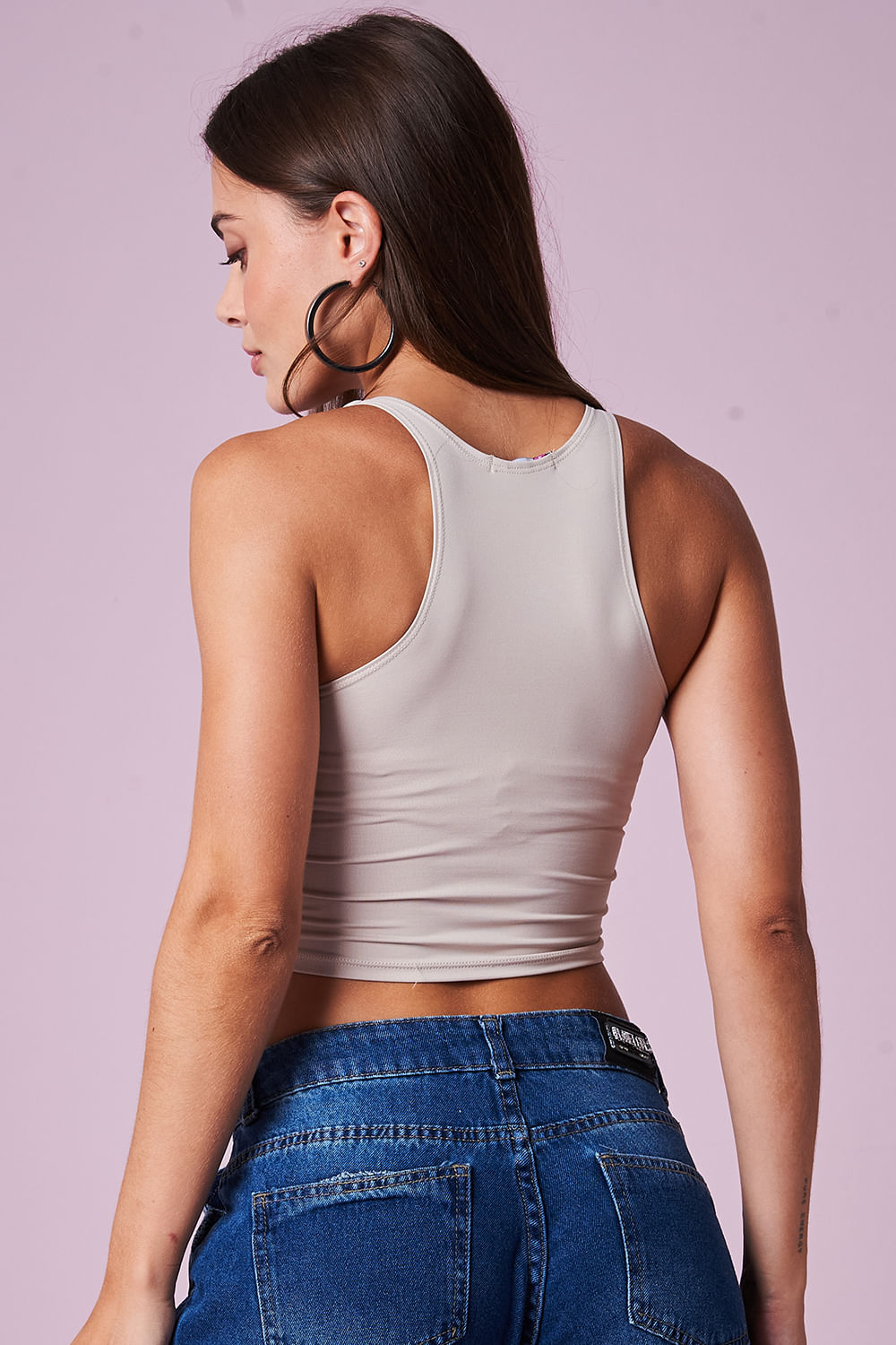 Cropped Feminino Fashion Fitness Planet Girls Bege 2