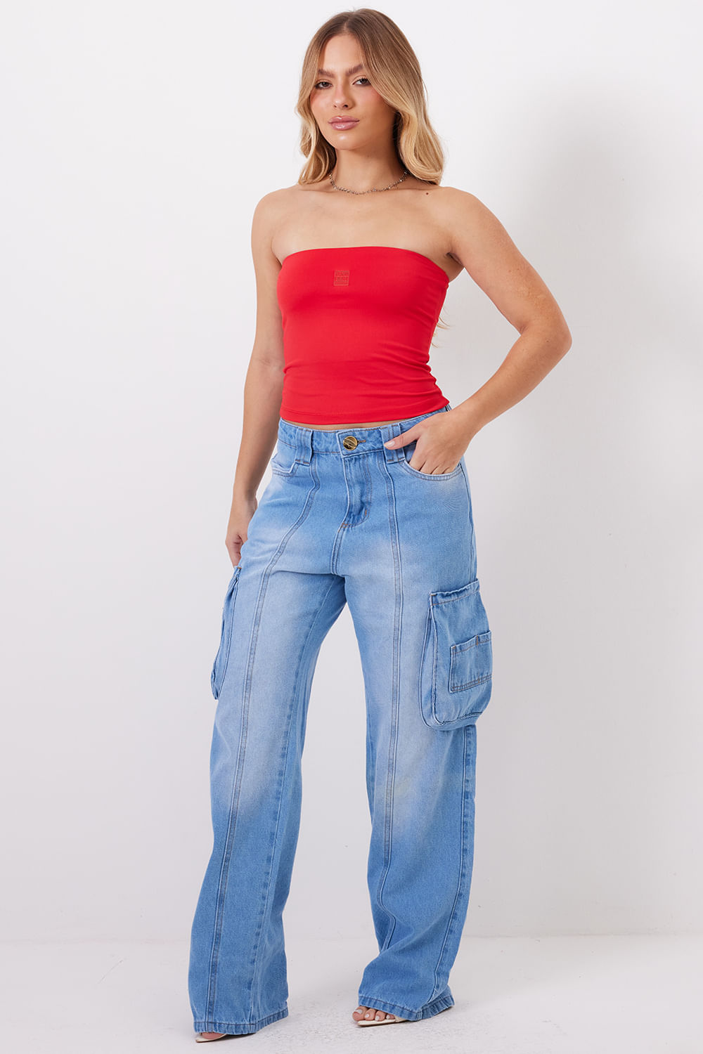 Top Sem Alça You Poliamida Planet Girls Vermelho 4