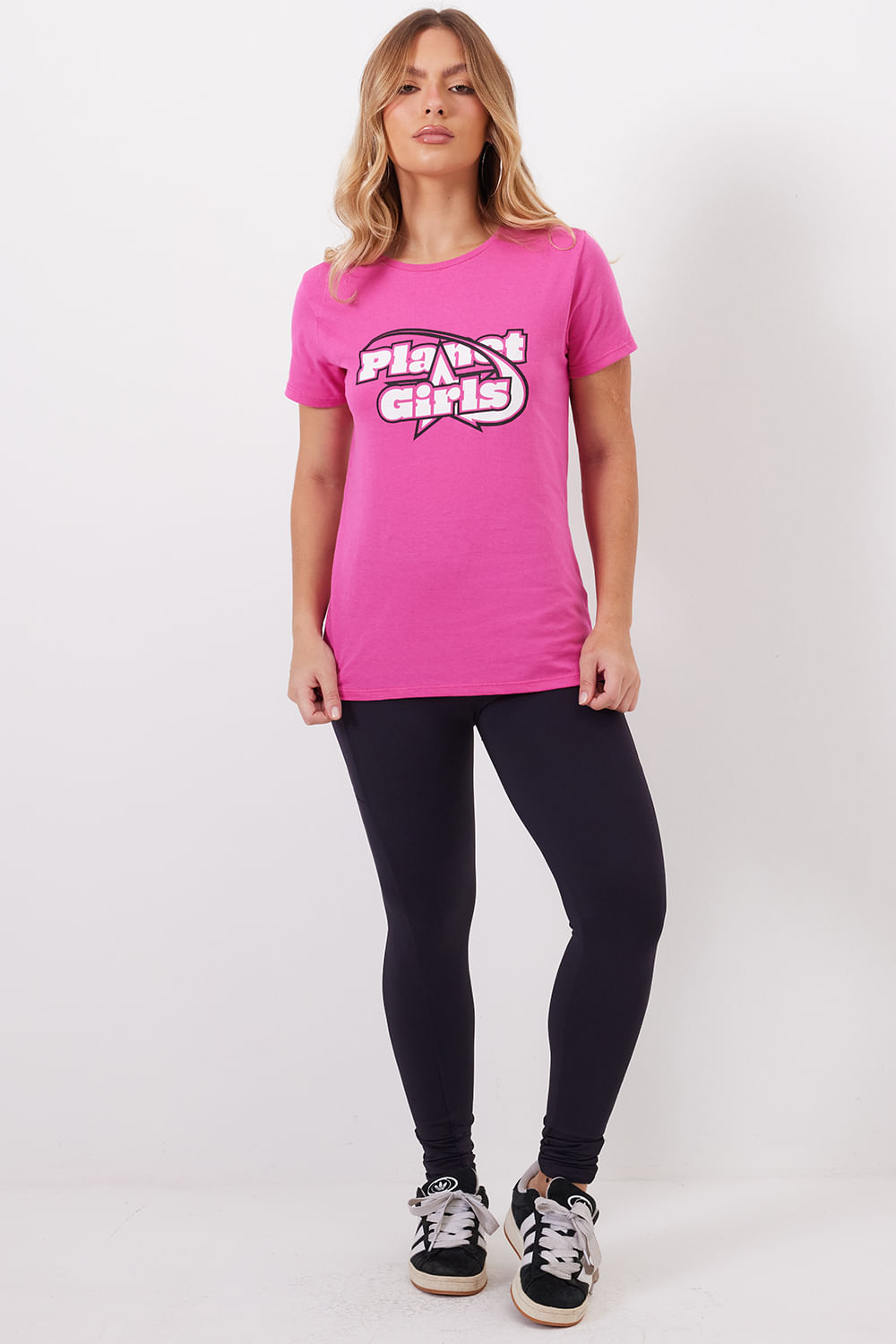 T-Shirt Feminina Casual Planet Girls Rosa 3