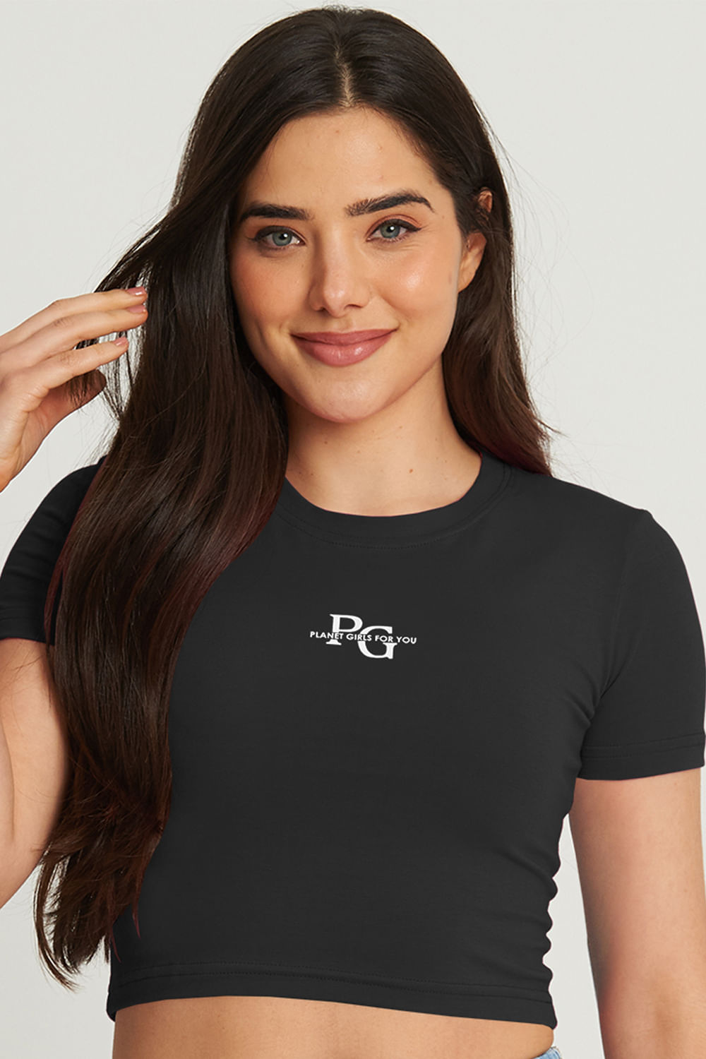 Cropped Feminino Logo Mini Planet Girls Preto 4