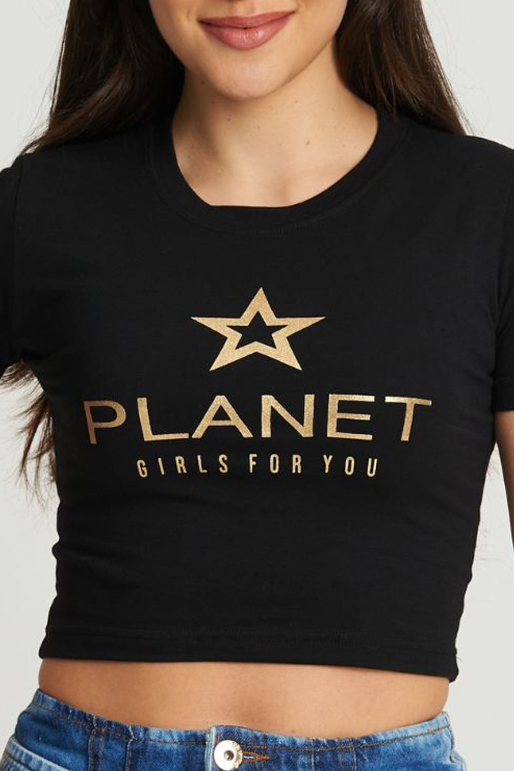 Cropped Feminino Logo Star Planet Girls Preto 4