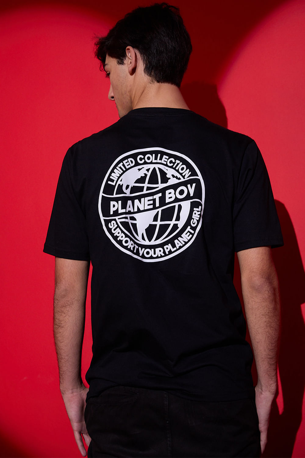 Camiseta Masculina Casual Planet Boy Preto 2