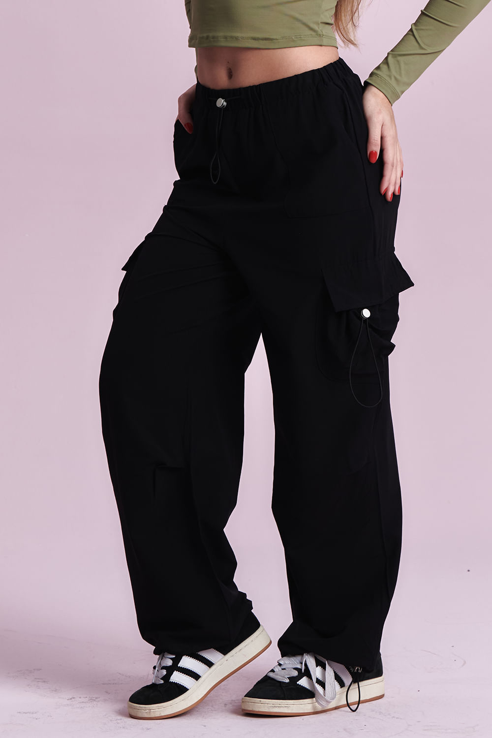 Calça Feminina Jogger Bolso Lateral Planet Girls Preto 3