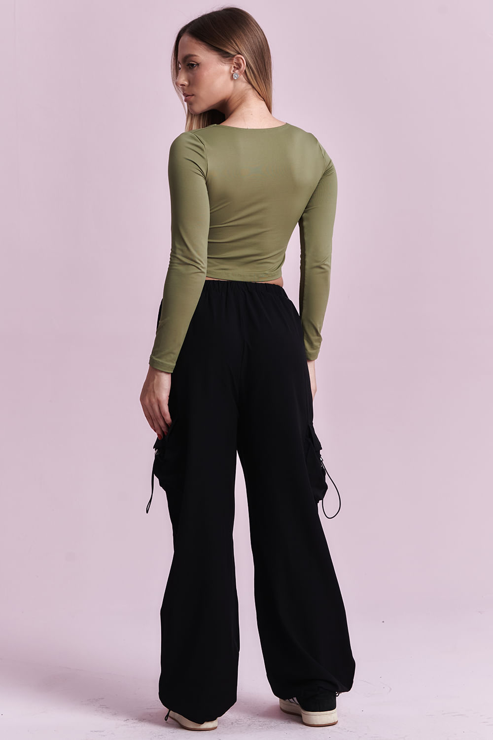 Calça Feminina Jogger Bolso Lateral Planet Girls Preto 4