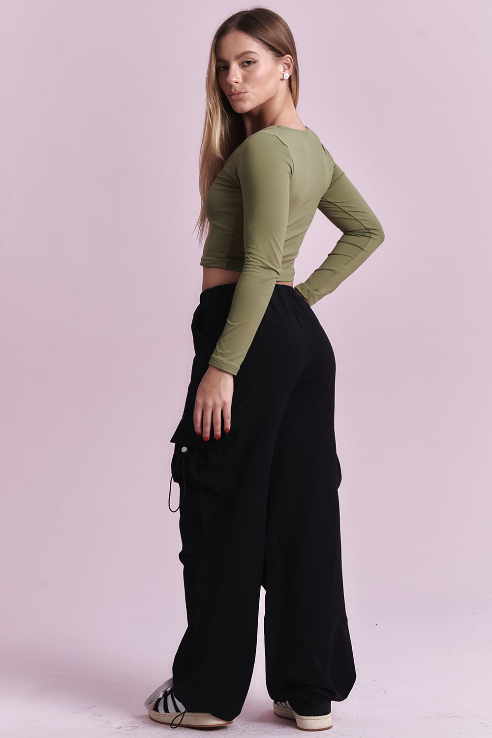 Calça Feminina Jogger Bolso Lateral Planet Girls Preto 5
