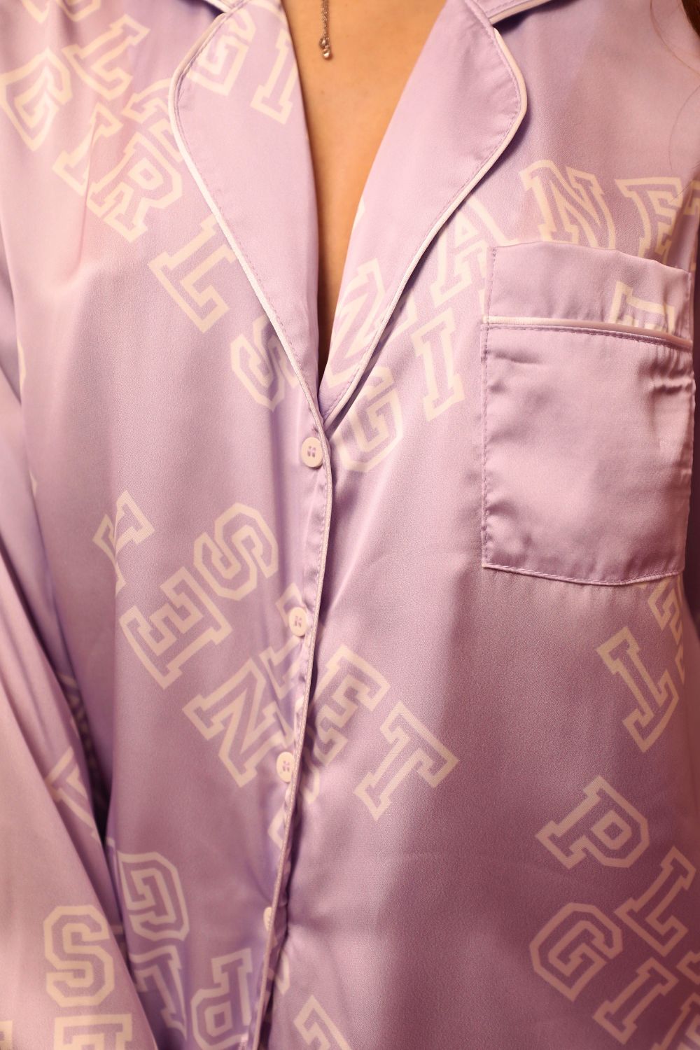 Conjunto Pijama Longo Feminino Estampado Planet Girls Roxo 5