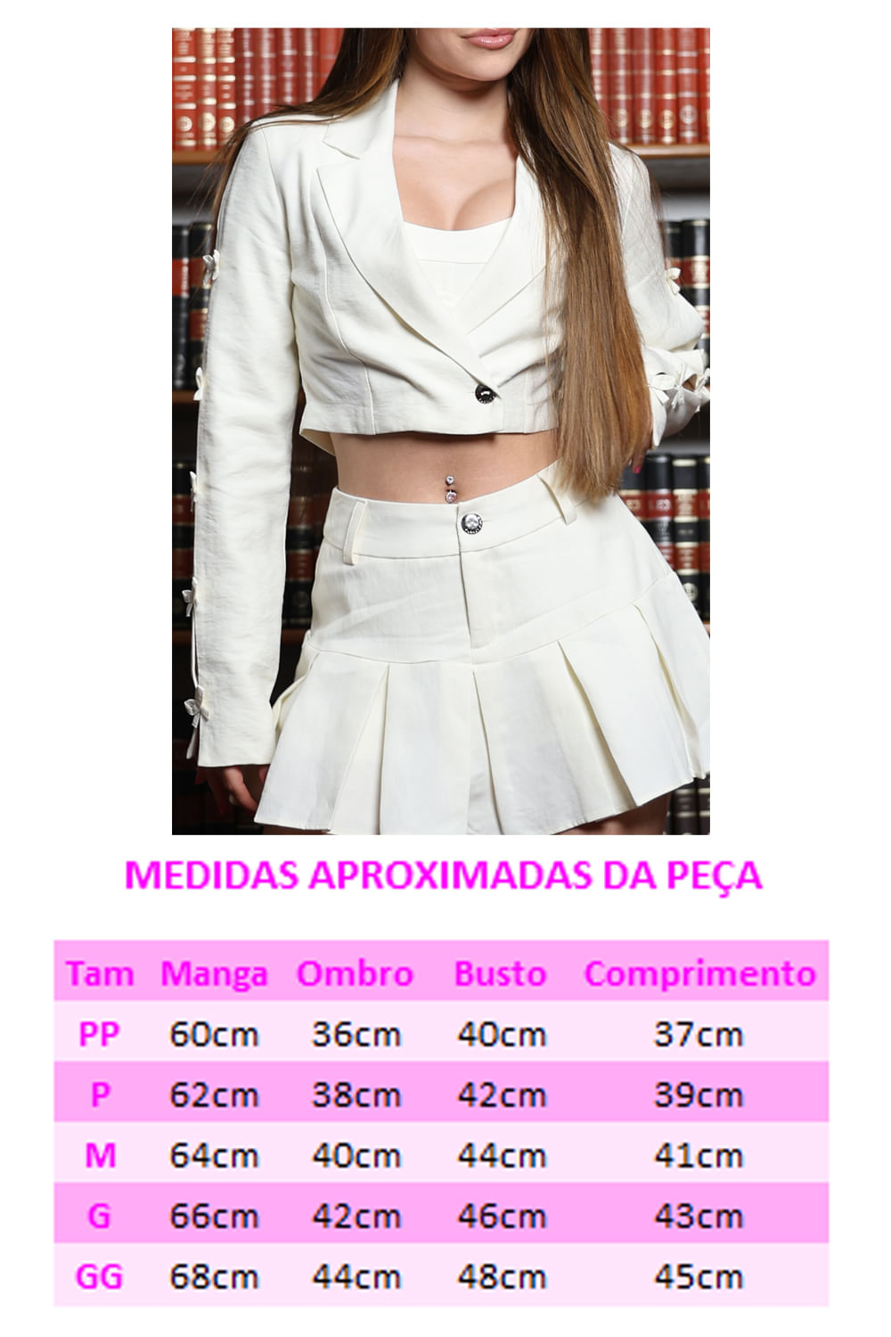 Blazer Feminino Cropped Girl Boss Planet Girls Branco 6