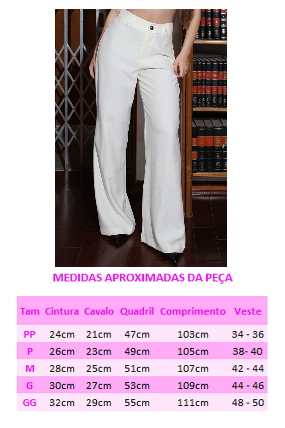 Calça Feminina Alfaiataria Girl Boss Planet Girls Branco 6