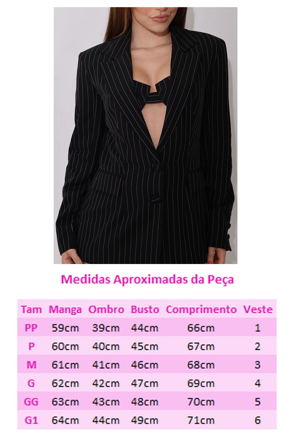 Blazer Feminino Risca de Giz Girl Boss Planet Girls Preto 6