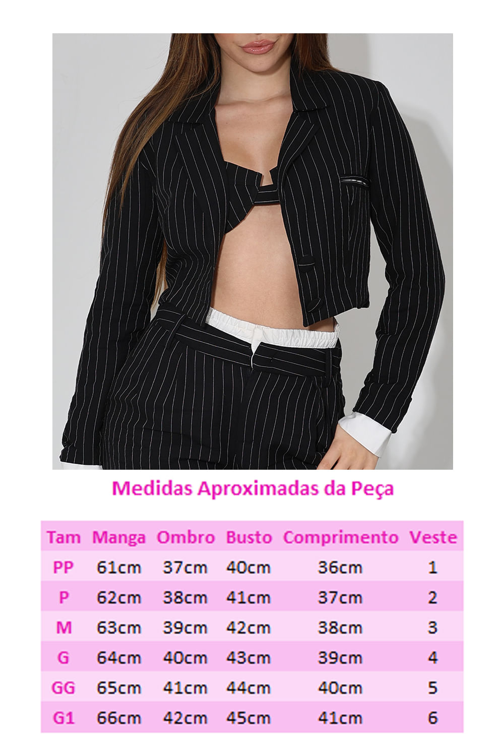 Blazer Cropped Feminino Girl Boss Planet Girls Preto 6