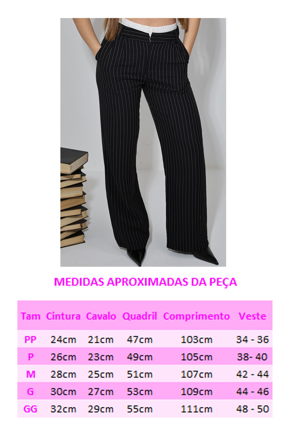Calça Feminina Risca de Giz Girl Boss Planet Girls Preto 6