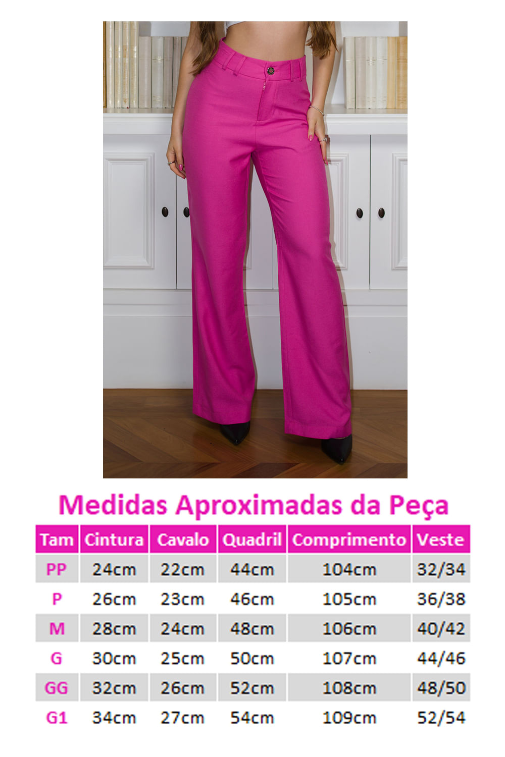 Calça Feminina Alfaiataria Girl Boss Planet Girls Rosa 6