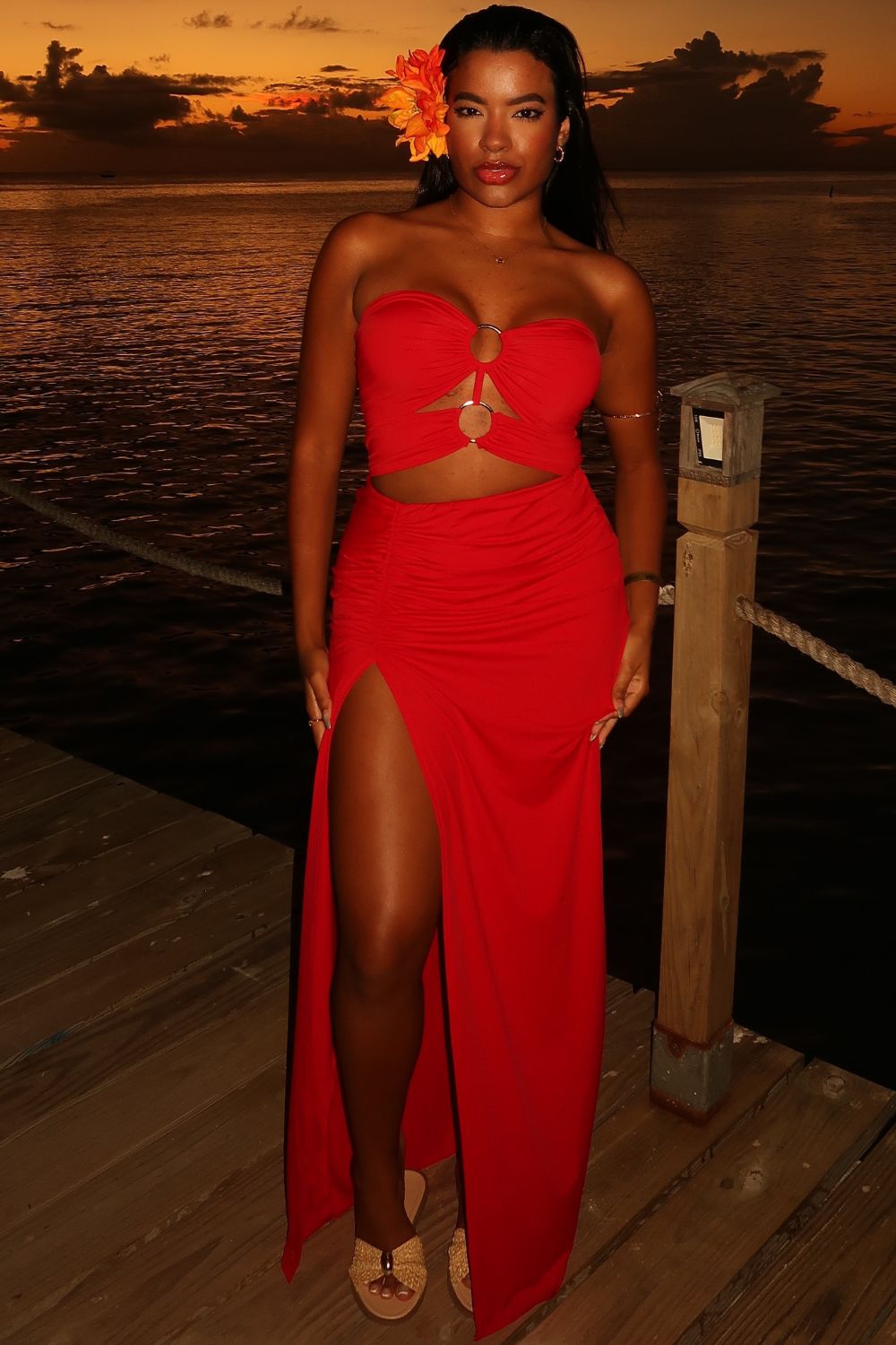 Vestido Longo Up Glam Com Argola Planet Girls Vermelho 2