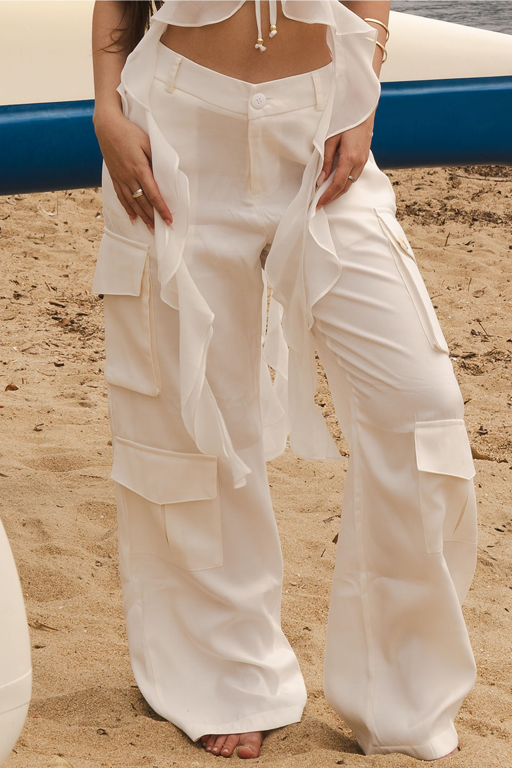 Calça Feminina Cargo Duda Planet Girls Off White 4