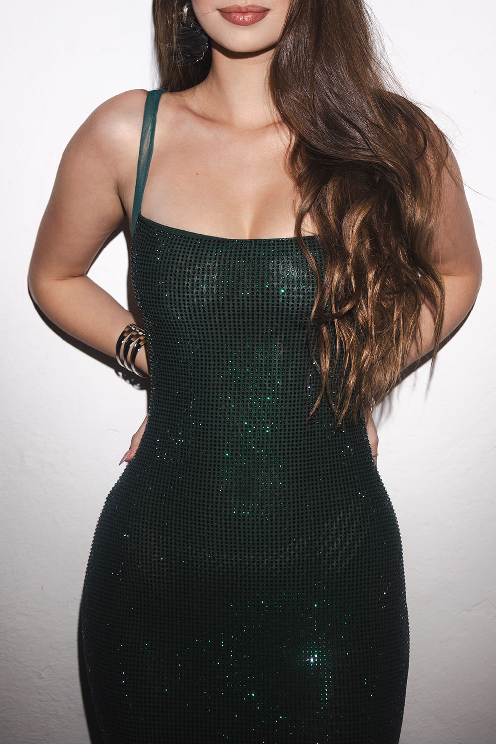 Vestido Longo Com Strass Belle Planet Girls Verde 5