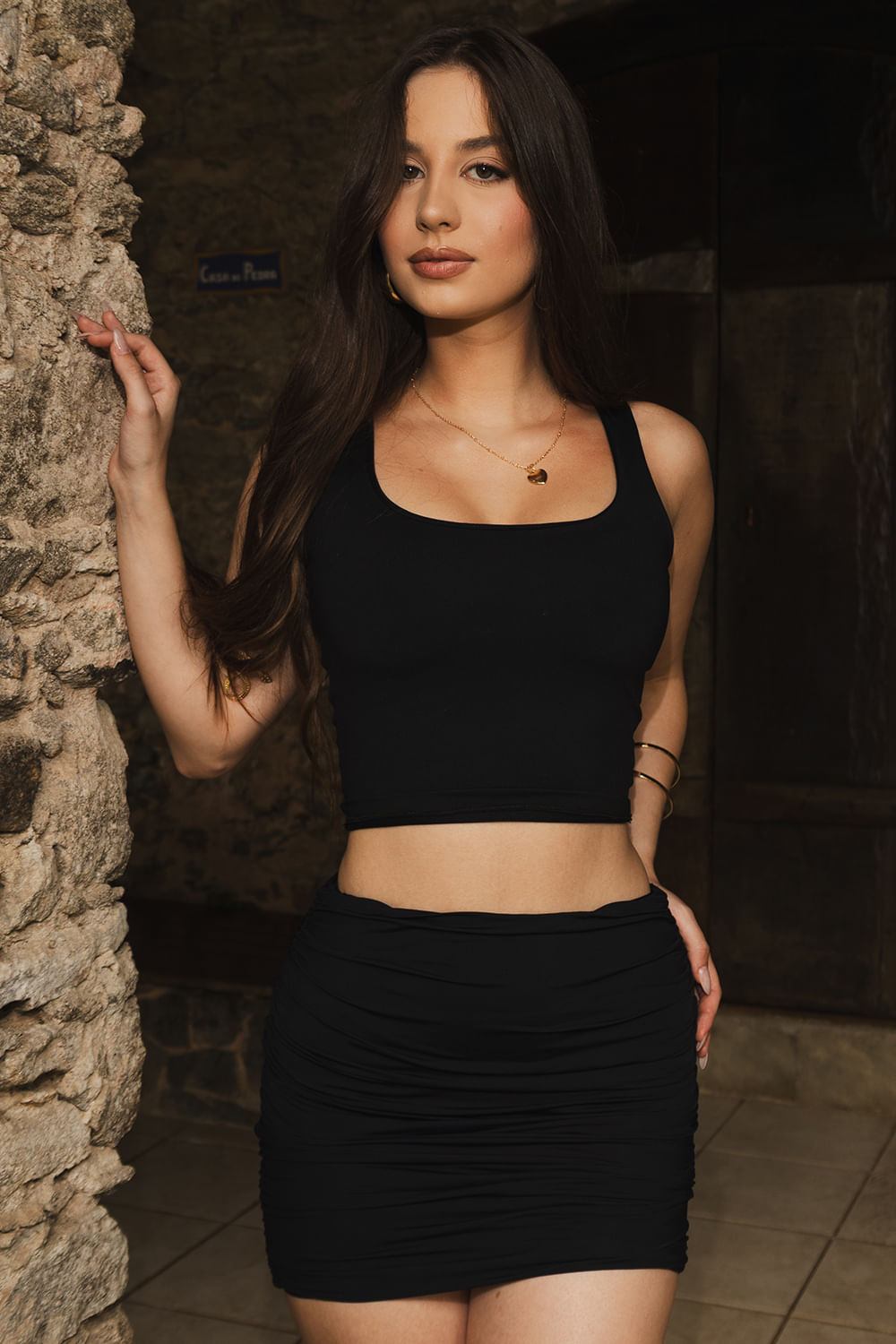 Saia Curta Drapeada Planet Girls Preto 2
