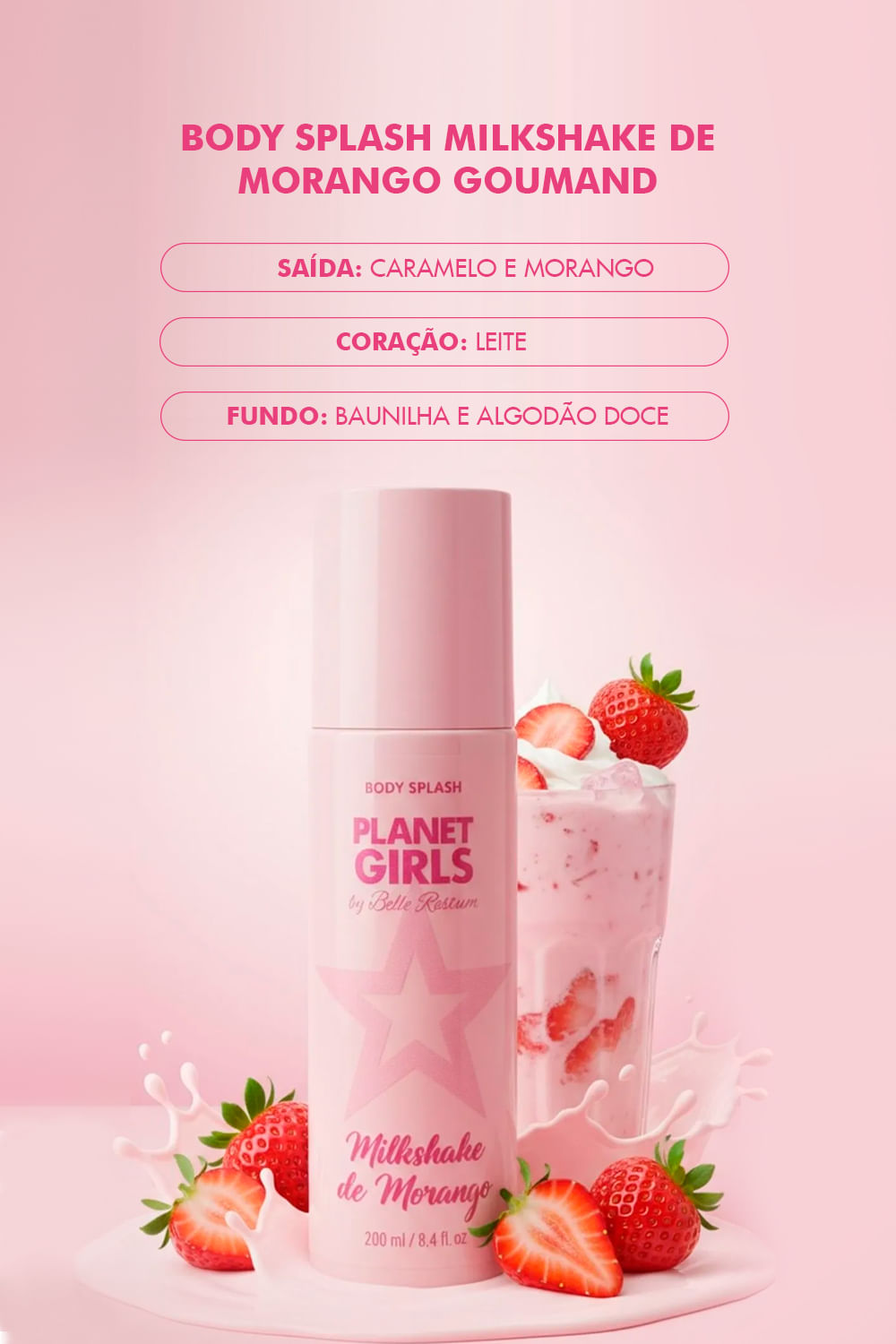 Body Splash Morango Planet Girls Rosa Claro 2
