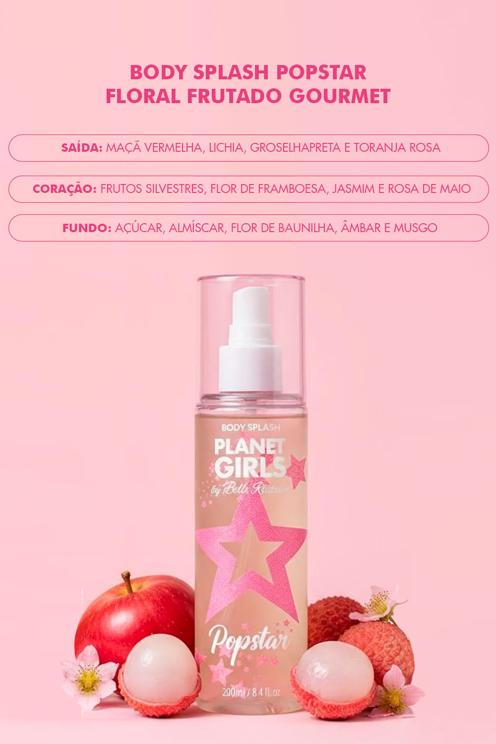 Body Splash Popstar Planet Girls Rosa Claro 2