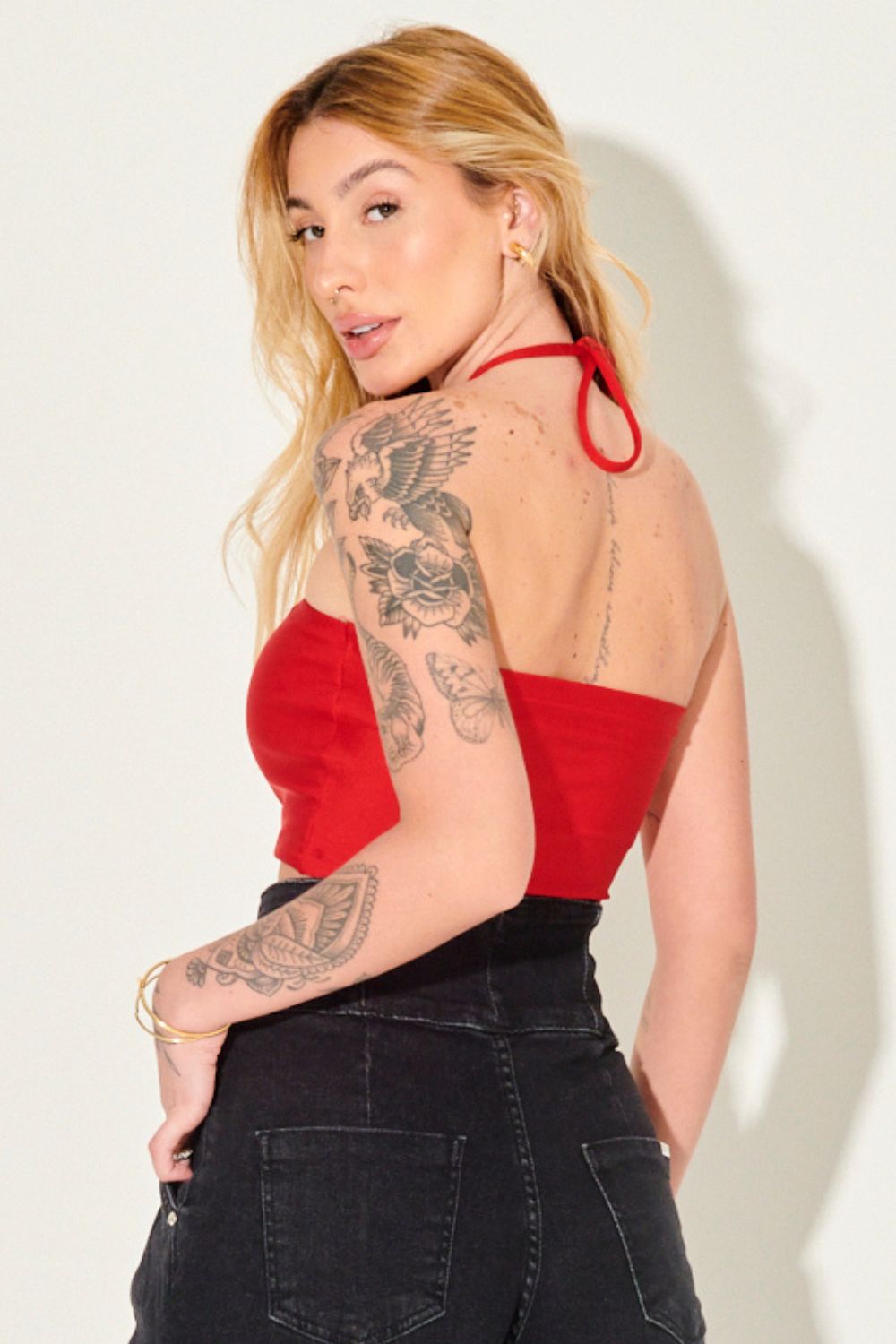 Top Faixa Up Glam Liso Amarração Planet Girls Vermelho Médio 2