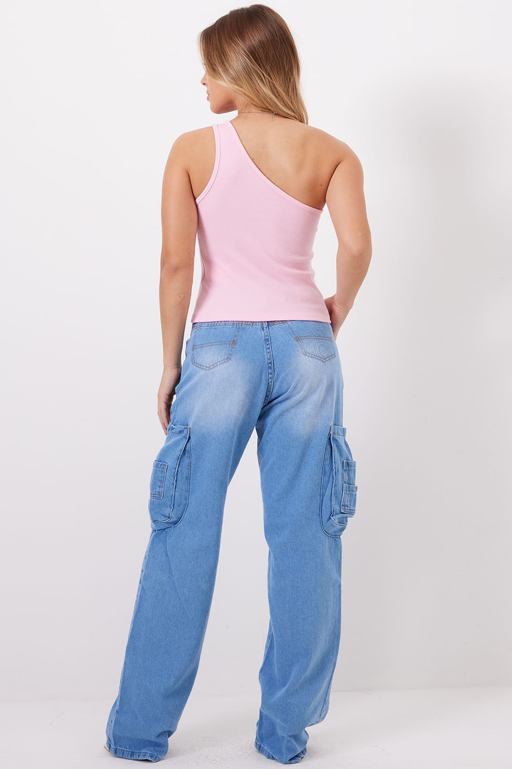 Regata Feminina Um Ombro Planet Girls Rosa 4